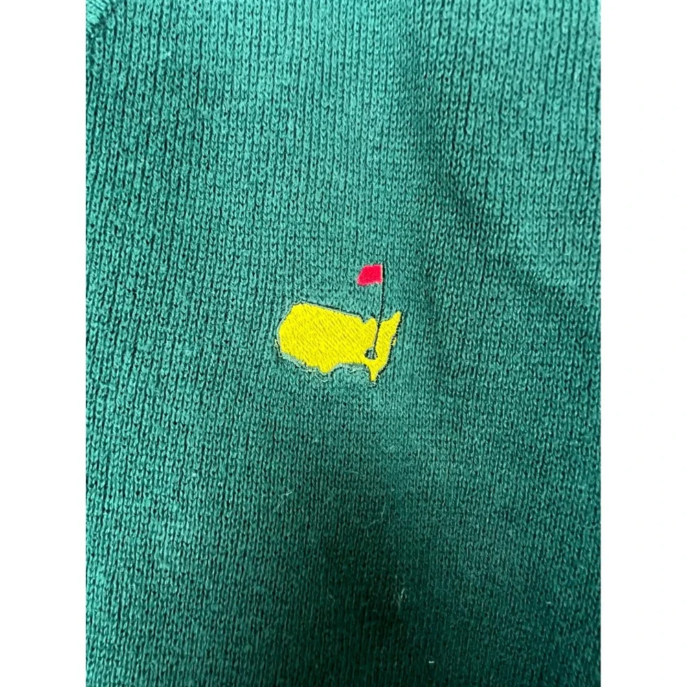Masters Collection Mens Green Cotton V-Neck Golf Sweater Vest Logo Size Medium